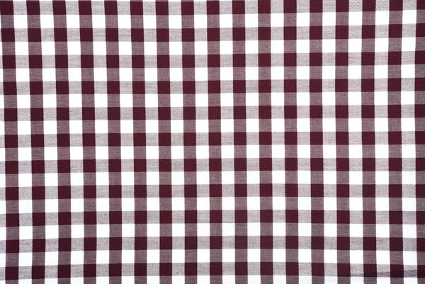 Maroon on White Broad Gingham Checks Shirt