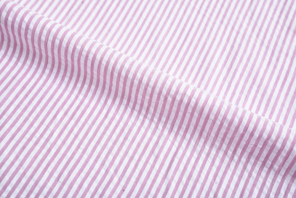 Pink on White Seersucker Candy Stripes - 4