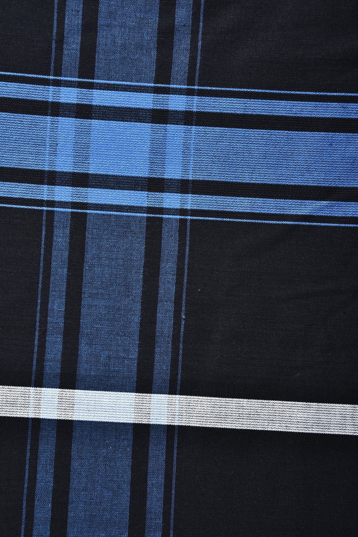 Blue Black White Large Windowpane Checks - 3