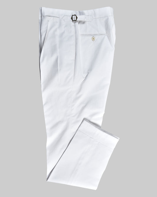 Cotton: White Summer Twill Dress Pant