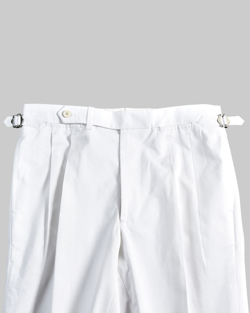 White Cotton Twill Dress Pant