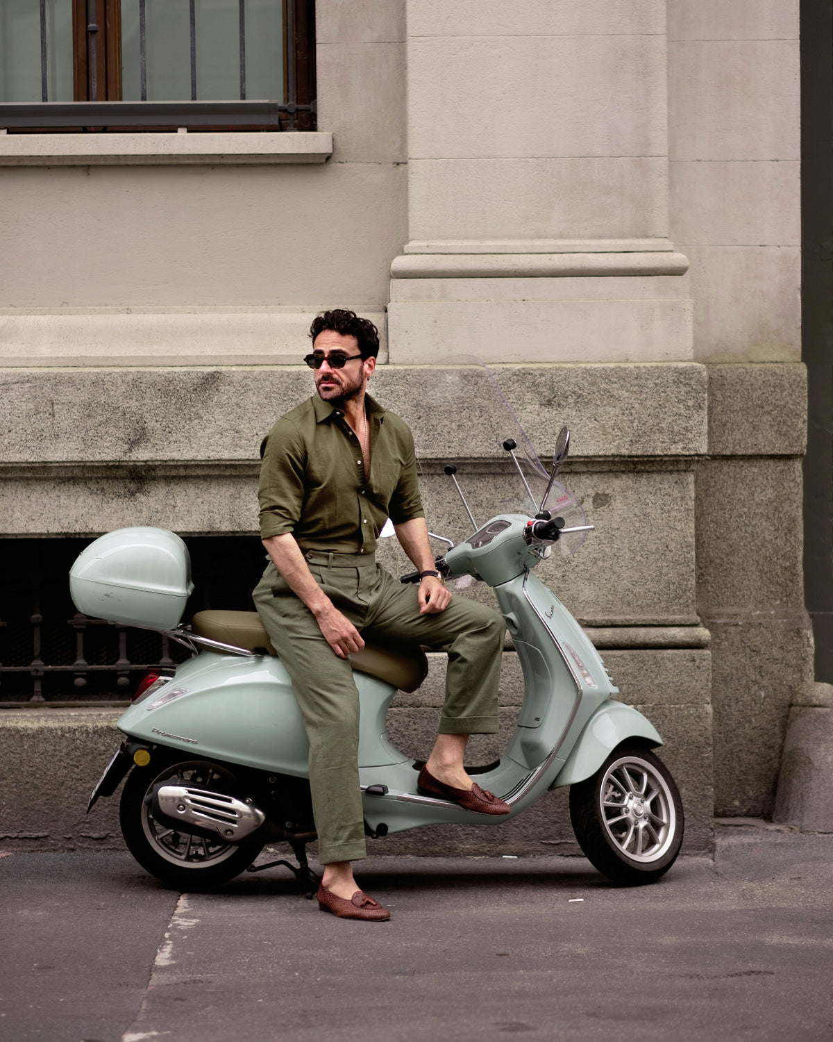 Olive Green Linen Shirt - 9