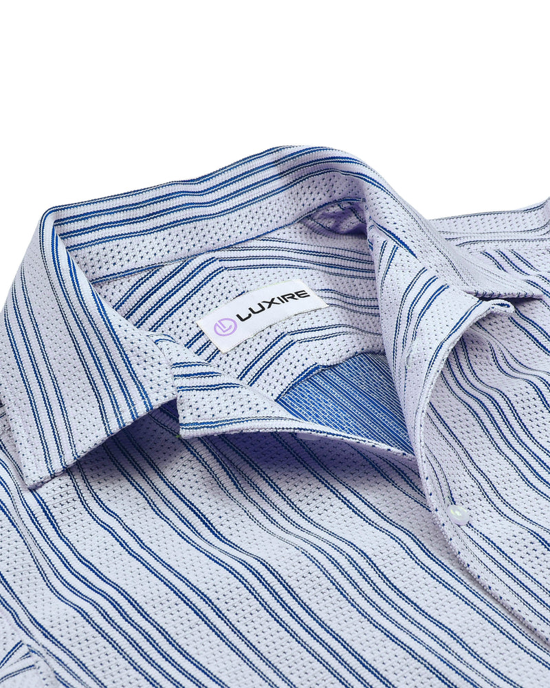 Summer Camp Collar Casual Shirt in White and Blue Stripes