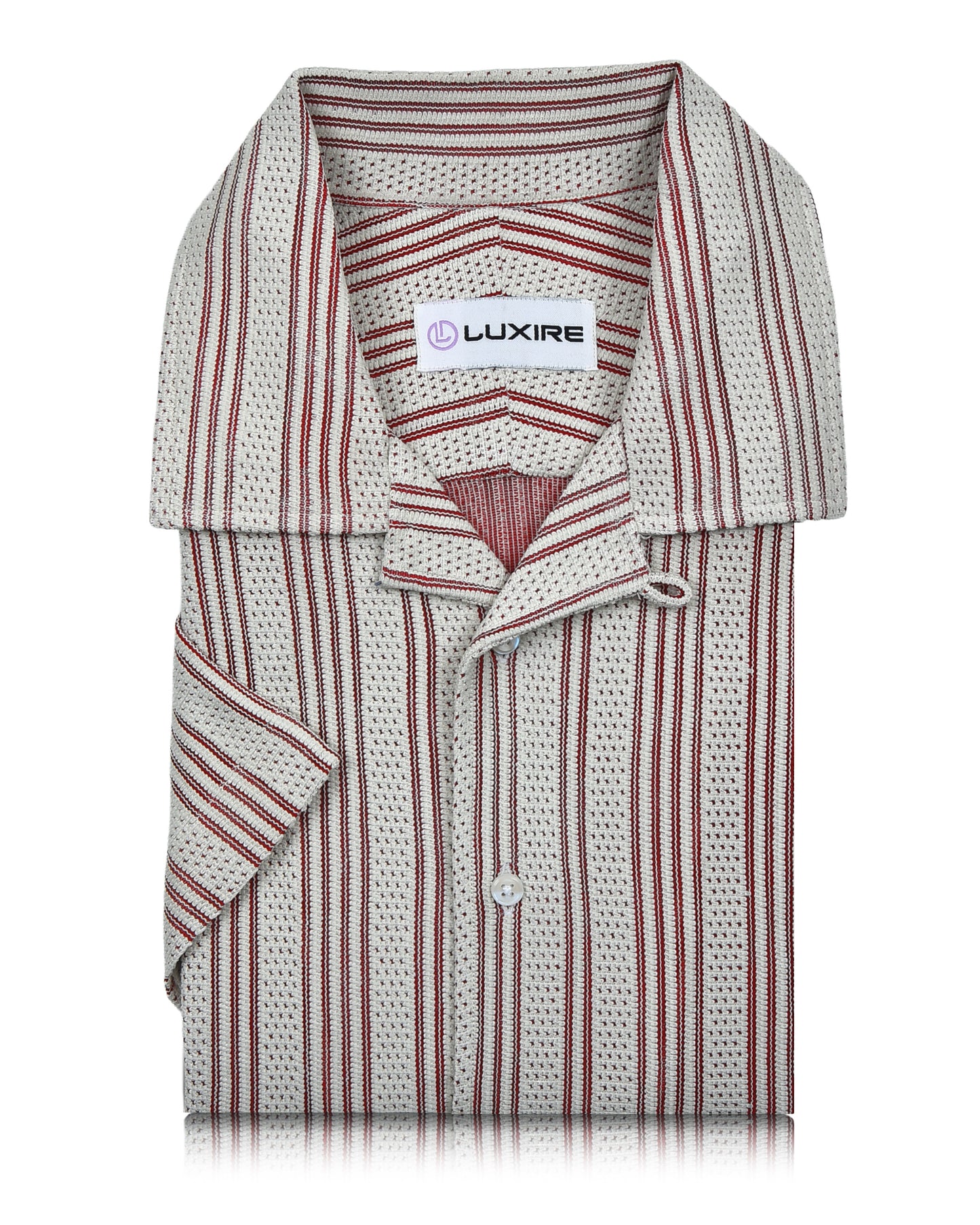 Summer Camp Collar Casual Shirt in White and Maroon Stripes