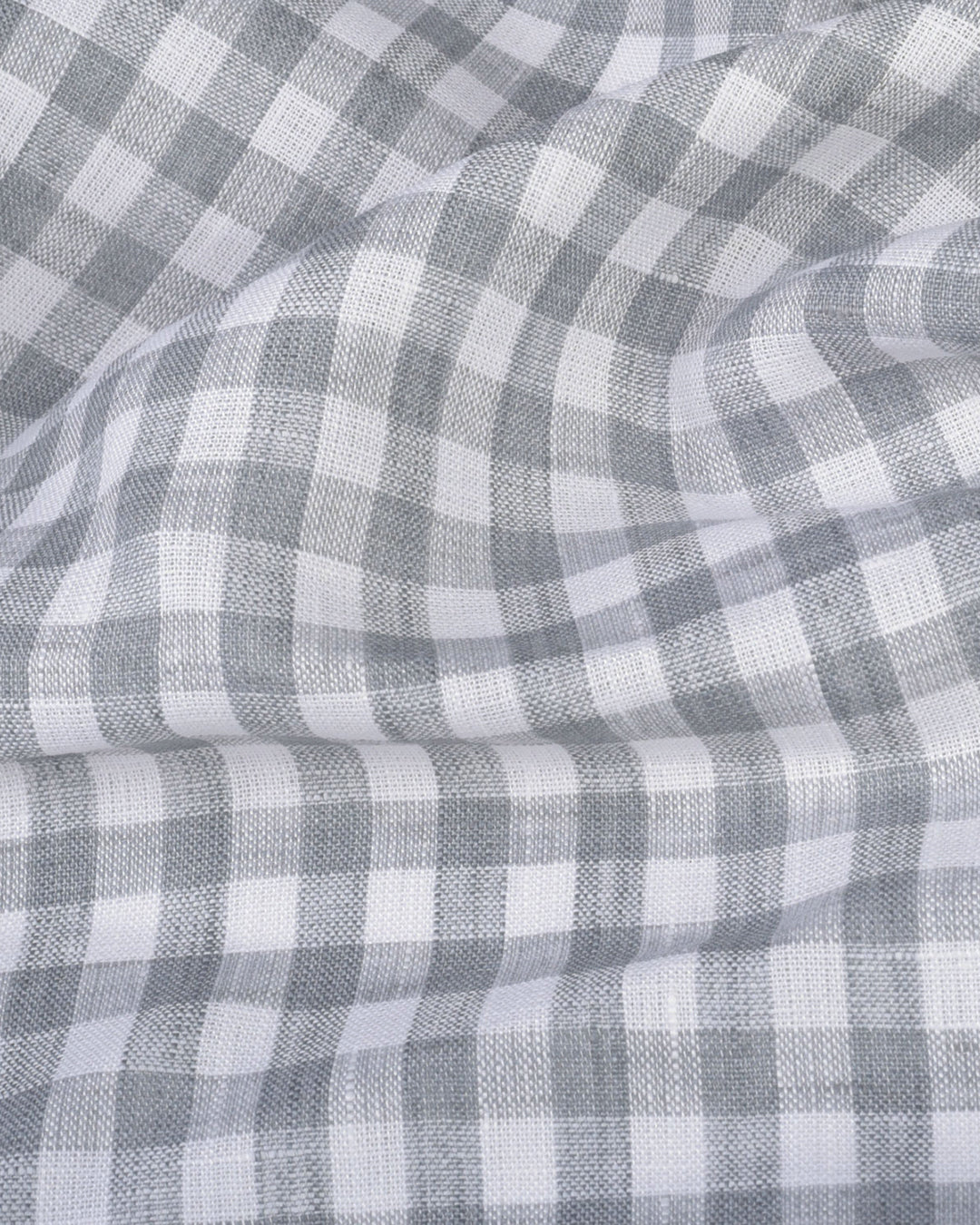 Albini Linen: Grey White Gingham