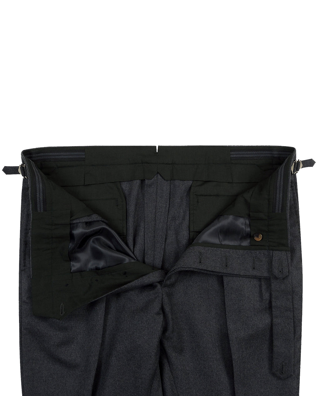 Dugdale Dark Grey Wool Flannel High Waisted Pant