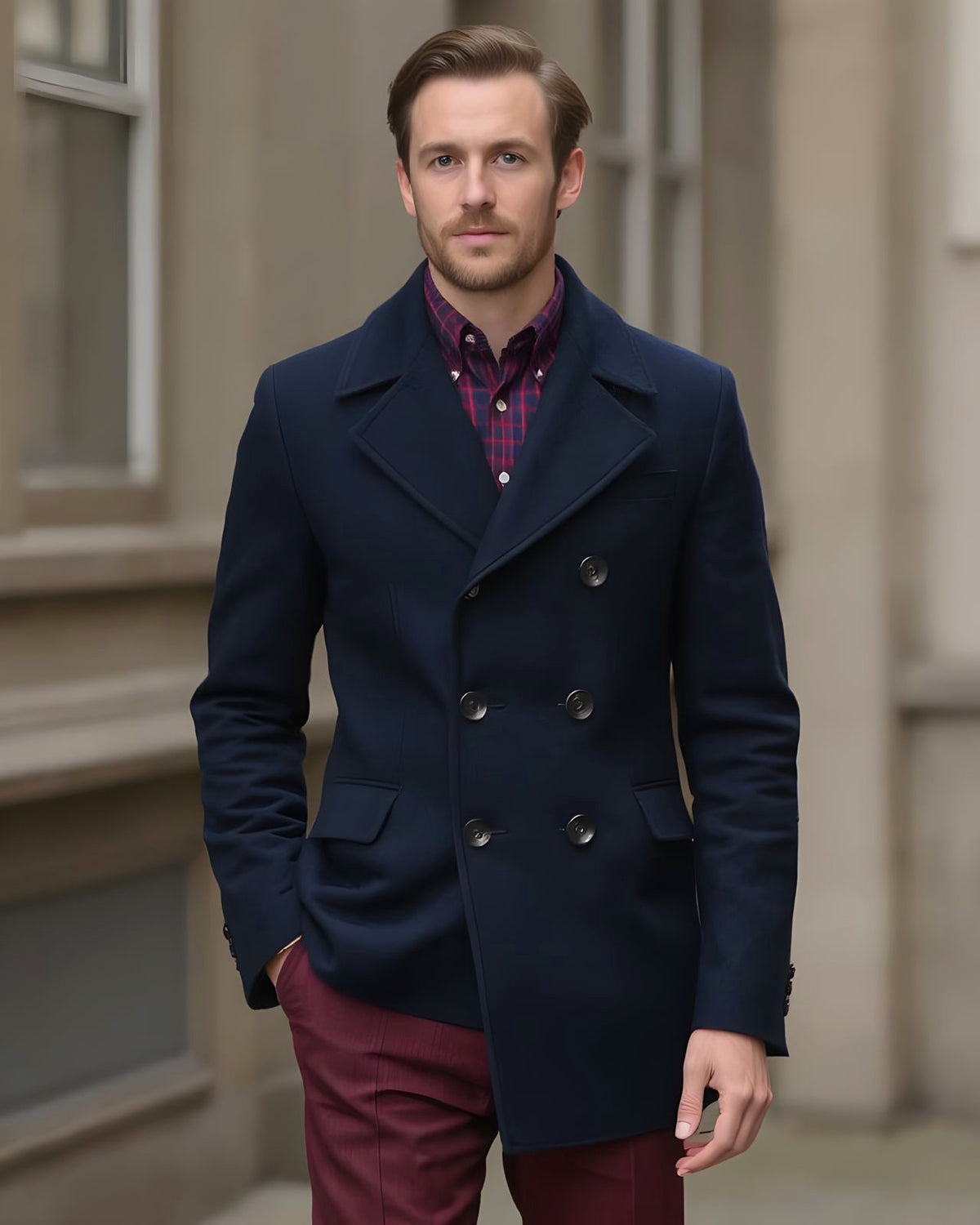 Dugdale Wool Peacoat - Navy - 1