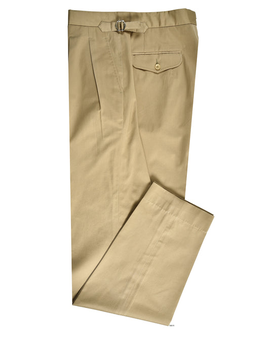 Pleated Military Khaki Dress Pant