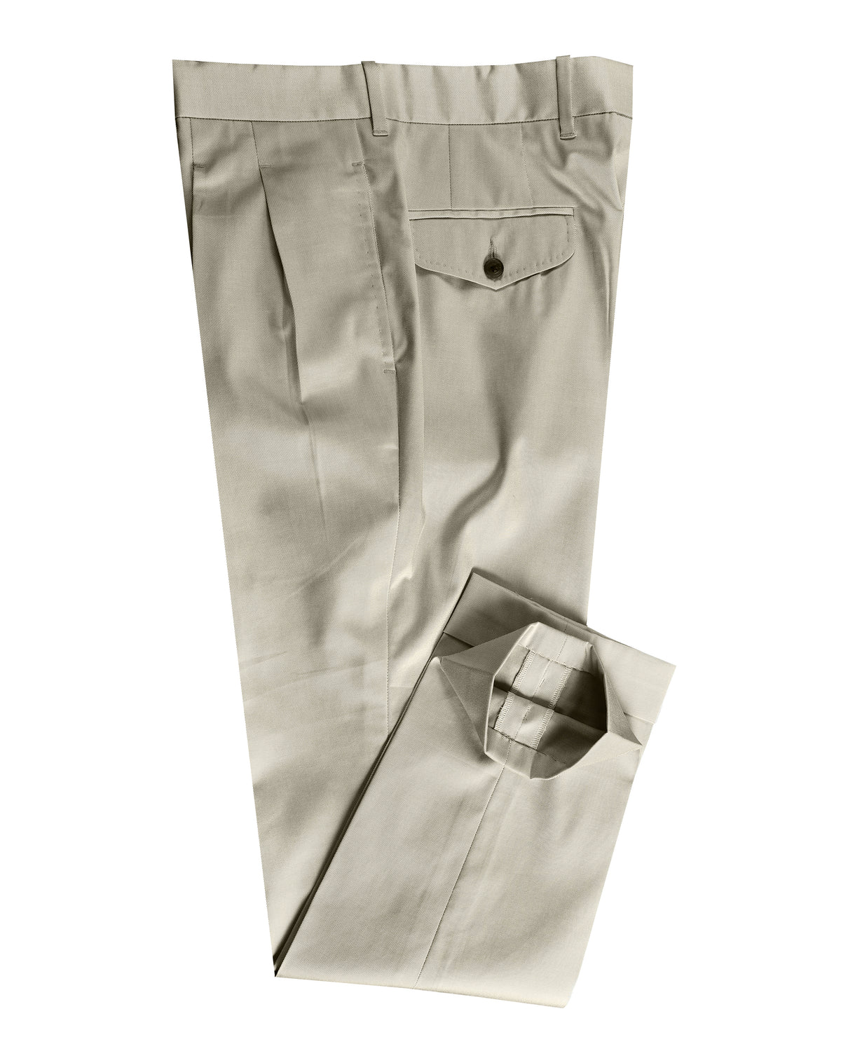 Pleated Ivory Cotton Twill Dress Pant - 2
