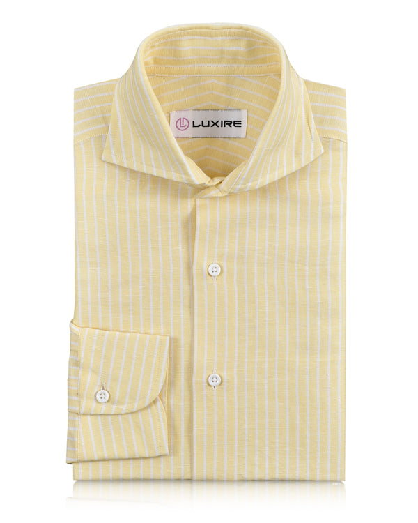 Cotton Linen: White Pencil Stripes On Pastel Yellow