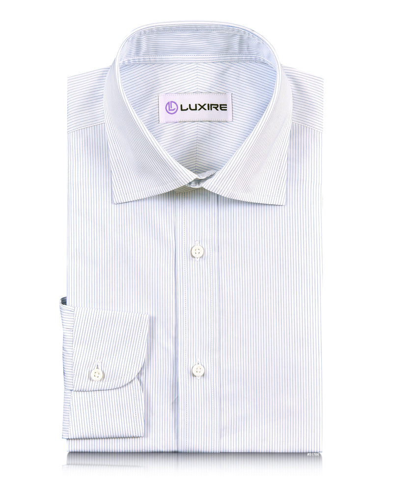 Brembana Blue Hairline Stripes on White