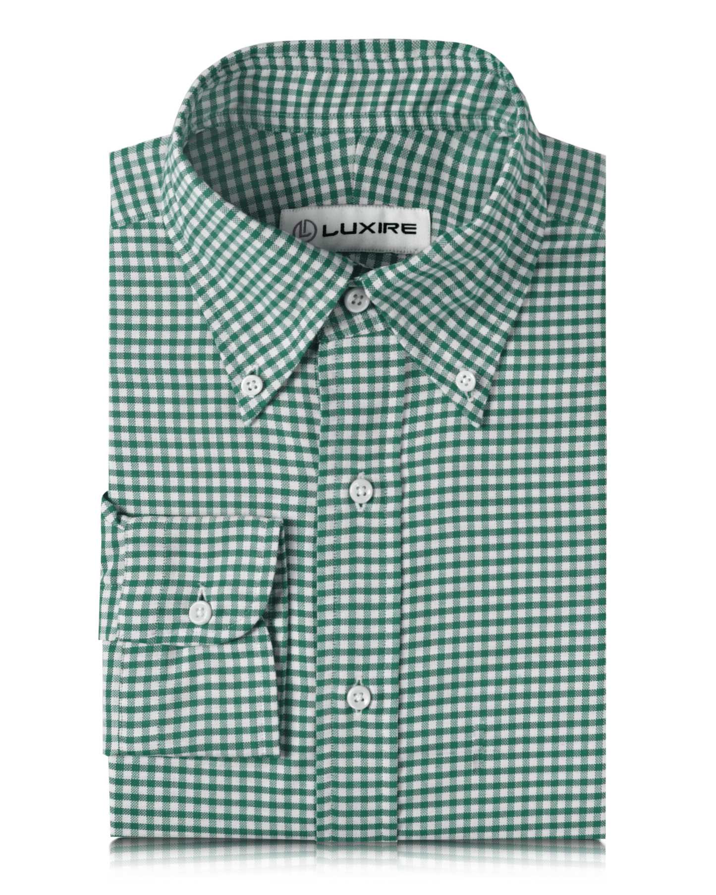 Oxford Lincoln Green Gingham on White