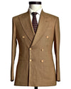 Linen Fresco Golden Brown Double Breasted Jacket