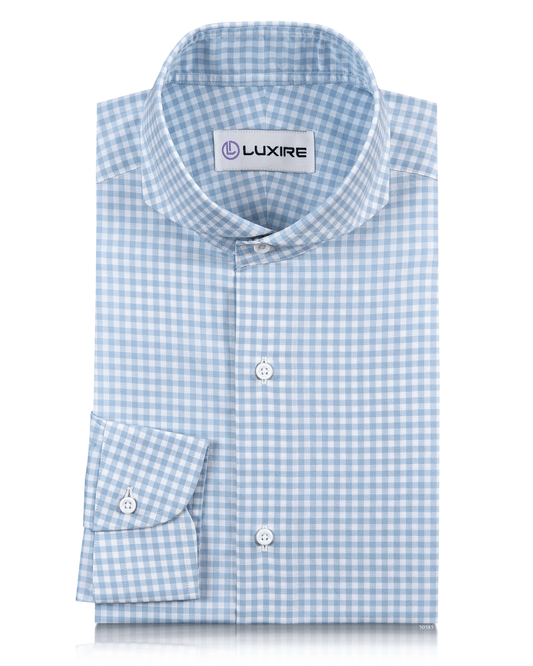 Soft Light Baby Blue Mini Gingham Shirt