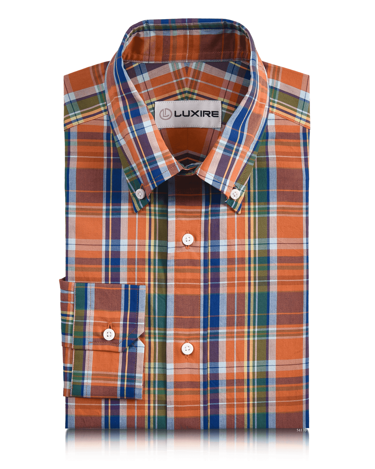 Orange Green Blue Madras Checks - 1