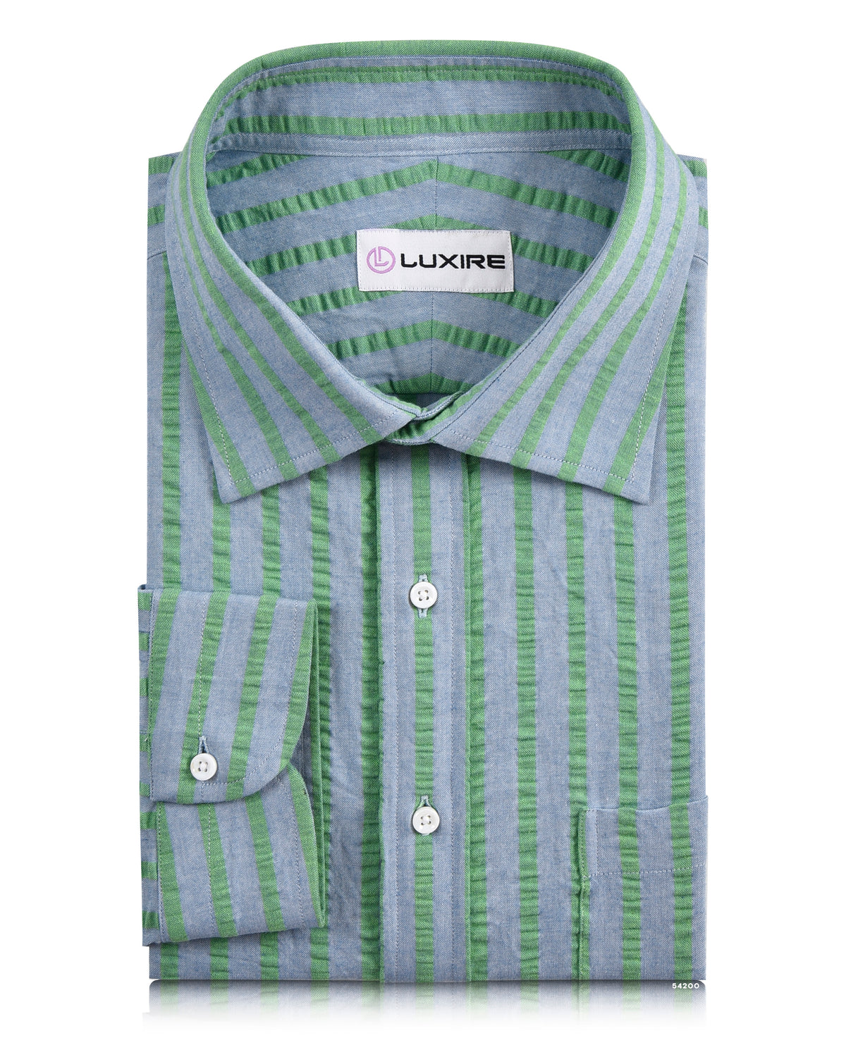 Cotton Blue Green Seersucker - 1