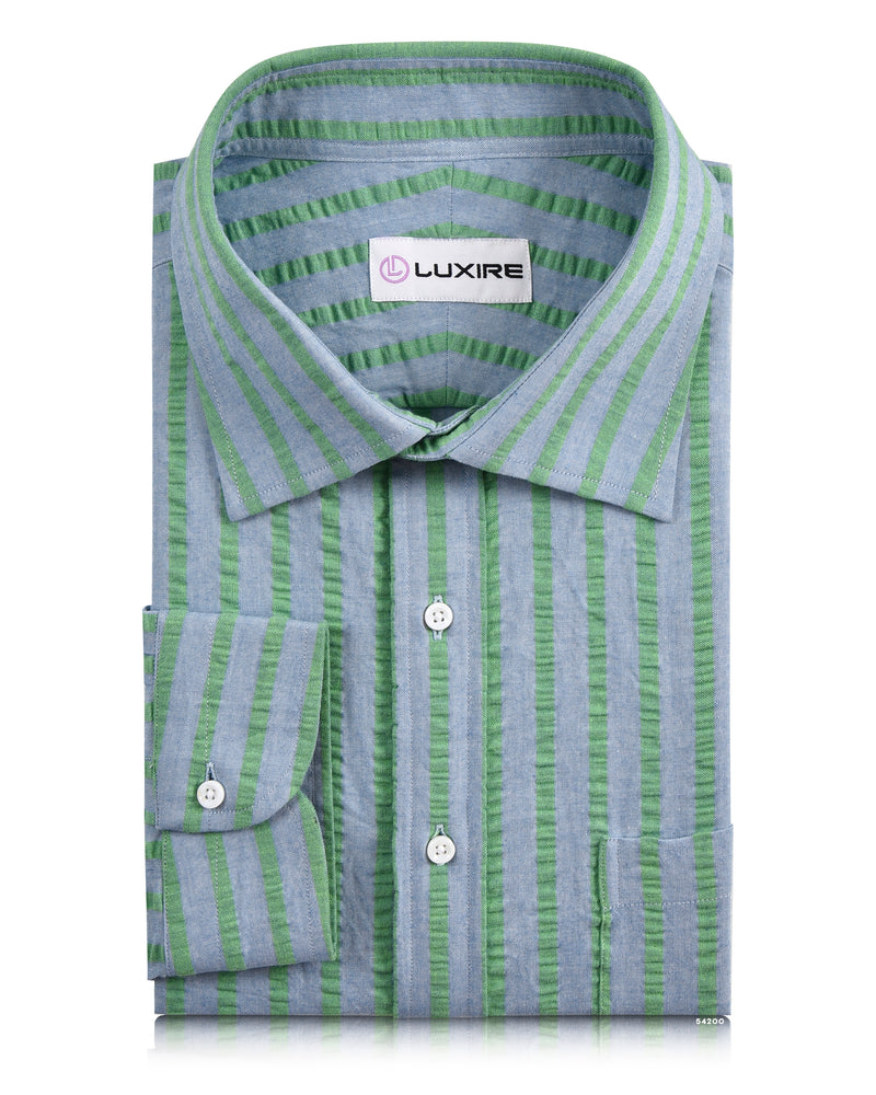Cotton Blue Green Seersucker