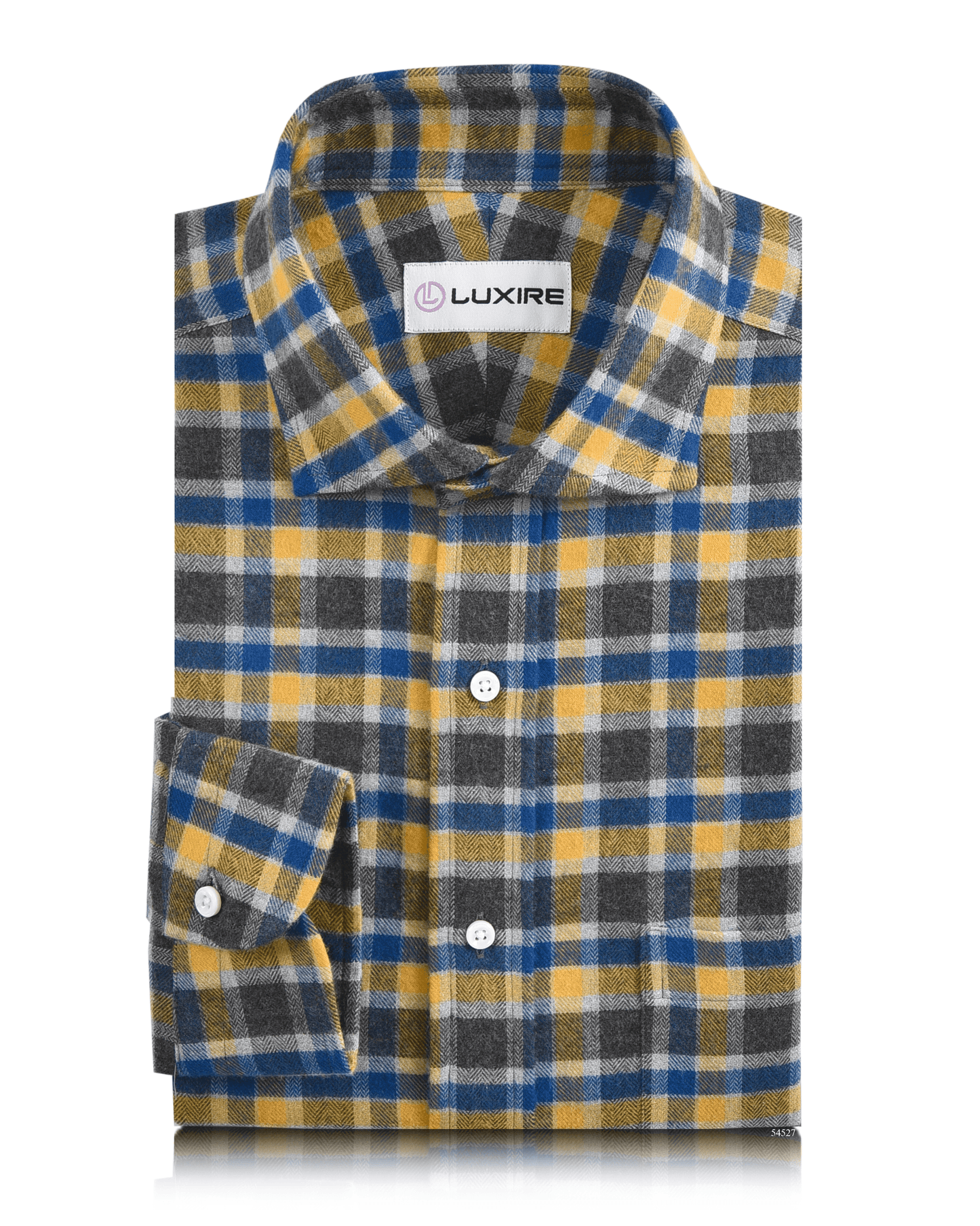 Flannel: Yellow Blue Grey Herringbone Checks