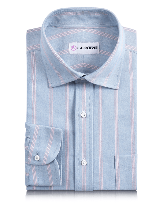 Classic Oxford: Red Wide Stripes on Blue