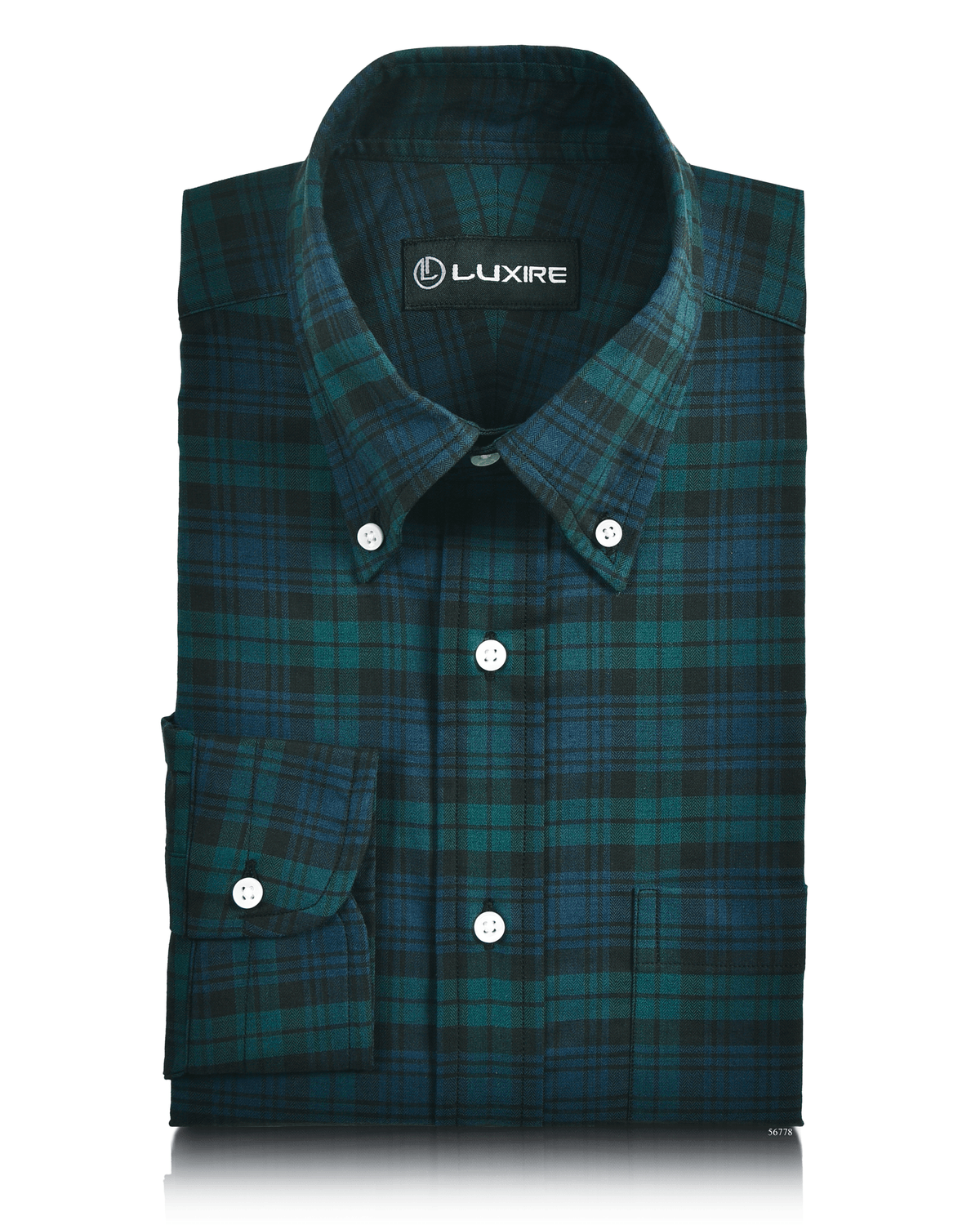 Blue and Green Herringbone Shirt - 1