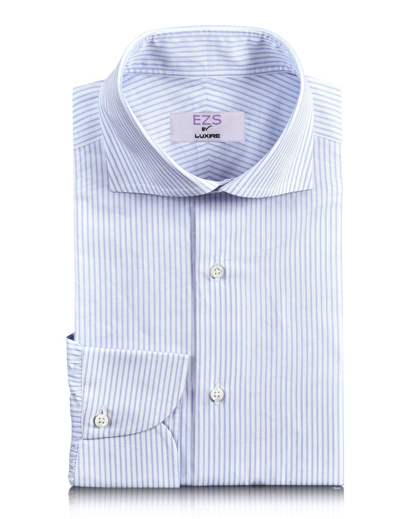 EZS Pale Blue Dress Stripes Shirt