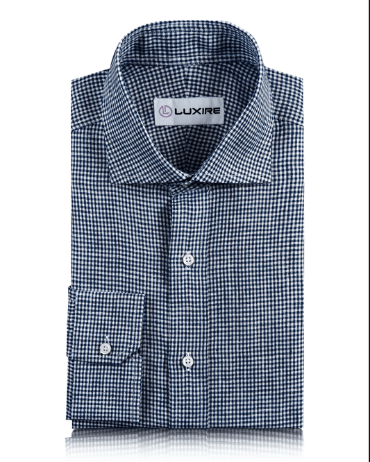 Blue White Gingham Linen Shirt