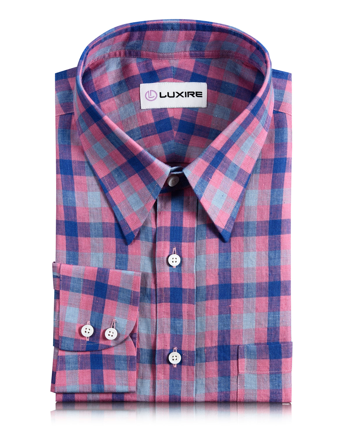 Linen: Pink Blue Gingham Checks - 1
