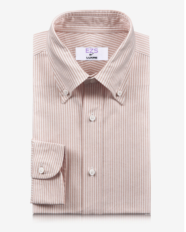 EZS Pale Orange University Stripes Oxford Shirt