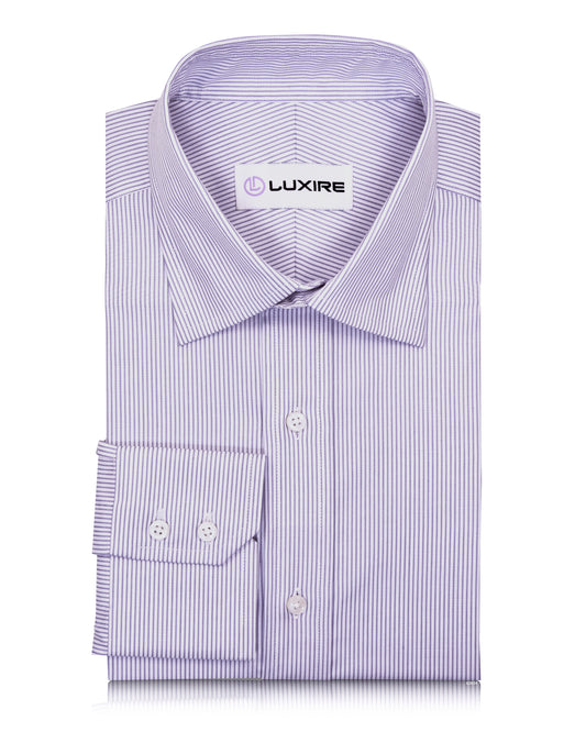 Purple Pin Stripes On White Shirt