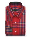 Red Navy Blue Tartan Flannel Shirt