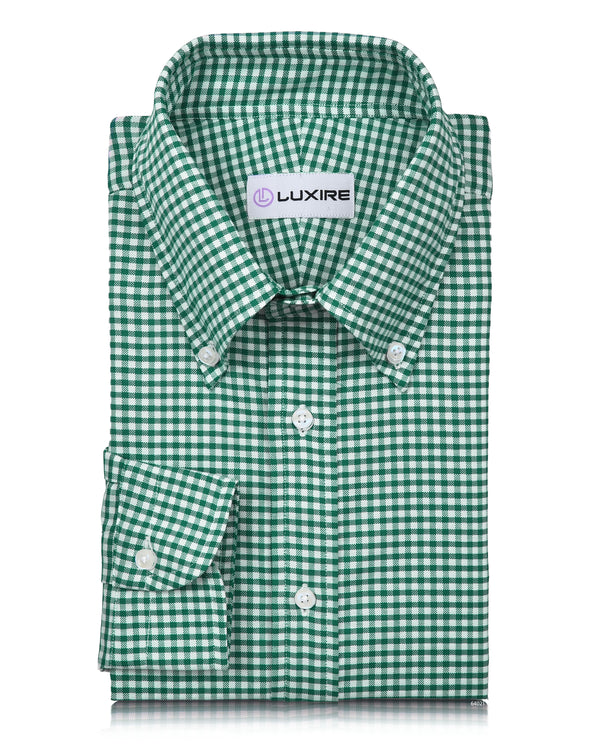 Oxford Lincoln Green Gingham on White