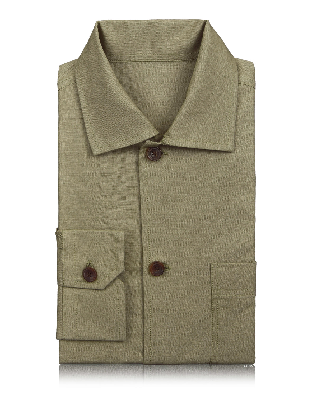 Fresco Cotton Pale Olive Shirt Jacket - 2