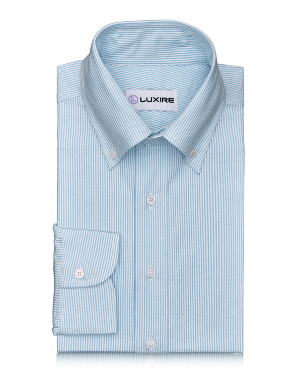 Alaskan Blue  Dress Stripes Seersucker