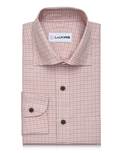 Blue Black Tattersall Checks On Peach