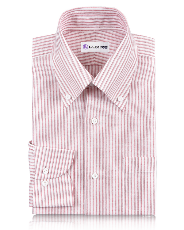 Cotton Linen: Red Candy Stripes On white