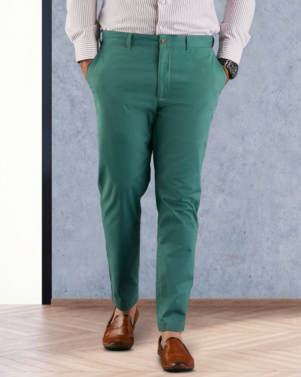 blue dress shirt green pants The Essential Button Up
