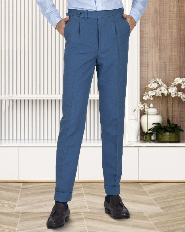 Custom Men's Linen Pants in Steel Blue Linen Cotton Canvas Luxire Custom Clothing Custom Men's Linen Pants in Steel Blue Linen Cotton Canvas Luxire Custom Clothing