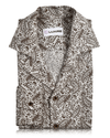 Camp Collar Shirt in Linen Brown Printed Paisely