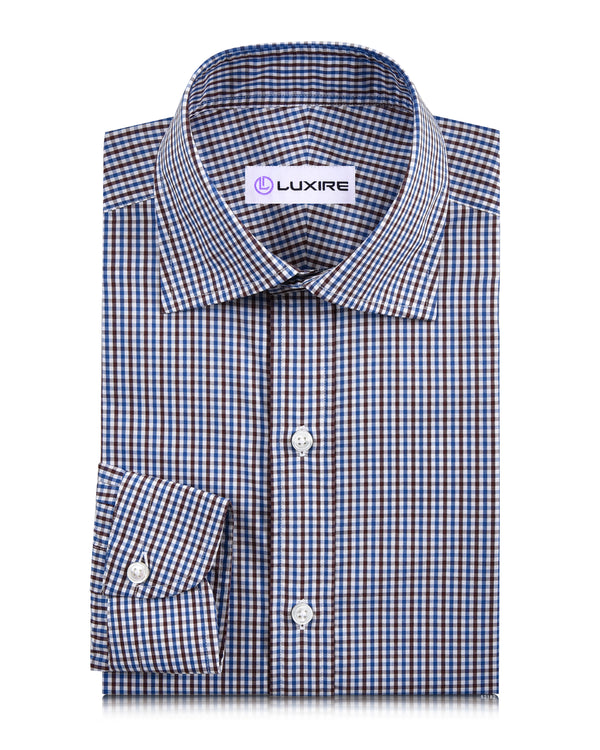 Blue Brown White Gingham Checks