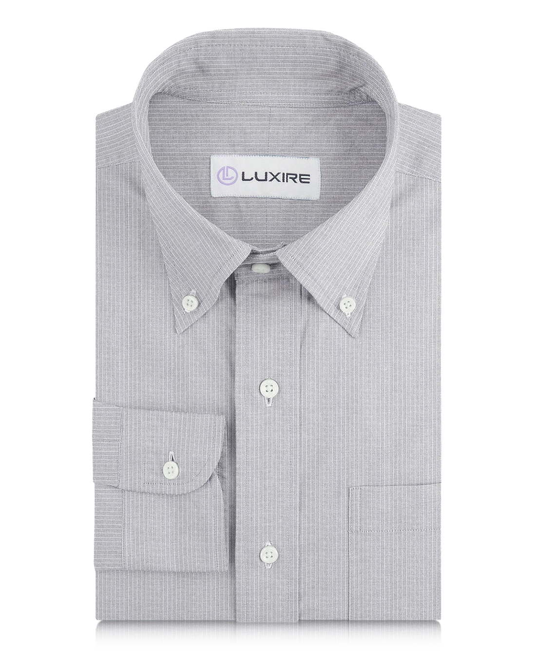 Cotton Linen: White Hairline Stripes On Grey