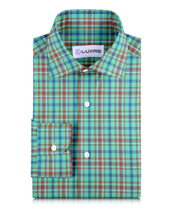 Green Rust Blue Tartan Checks Twill
