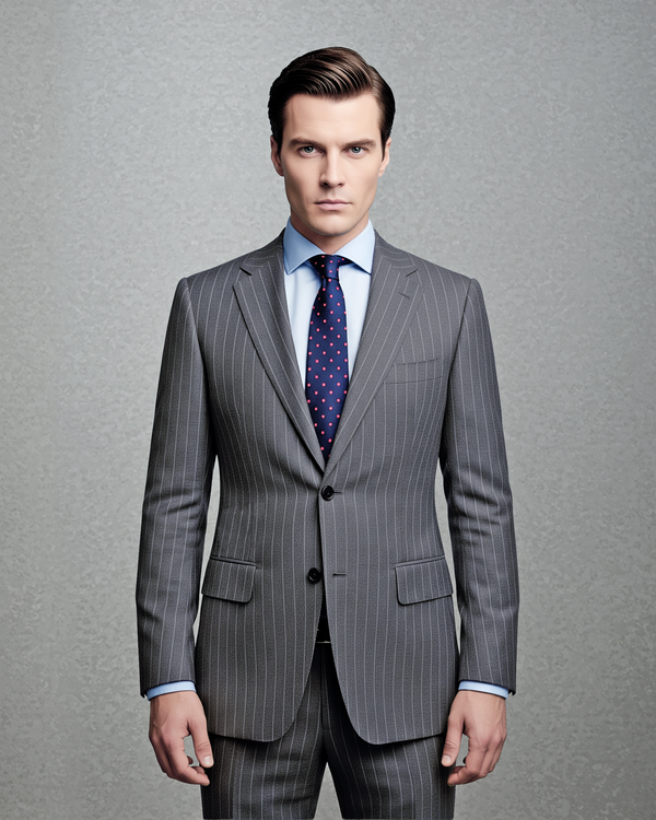 Grey Wool Pinstripes Suit
