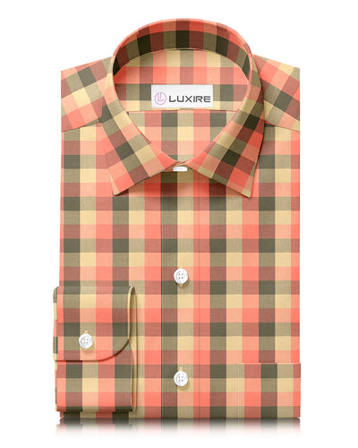 Orange Olive Tan Windowpane Twill Flannel