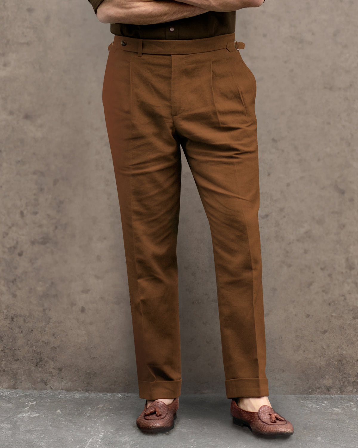 tobacco bukse 36 My Essential Wardrobe - Pants - Brown Linen Fresco Tobacco Dress Pant