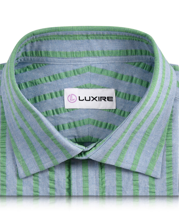 Cotton Blue Green Seersucker