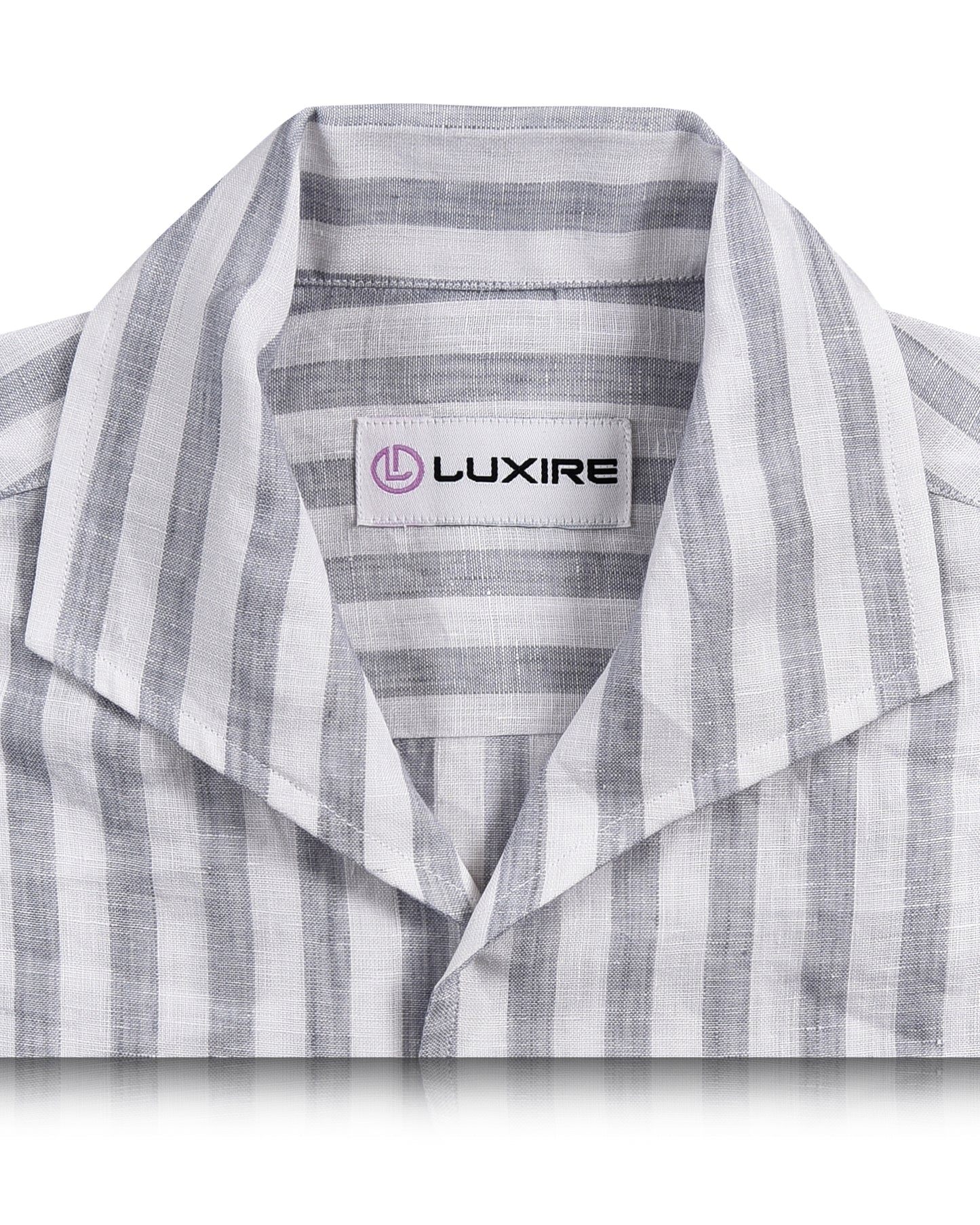 Linen: Grey Tape Stripes On White Shirt