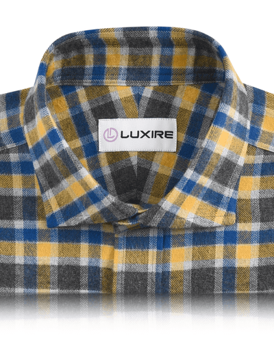Yellow Blue Grey Herringbone Checks Work Shirt