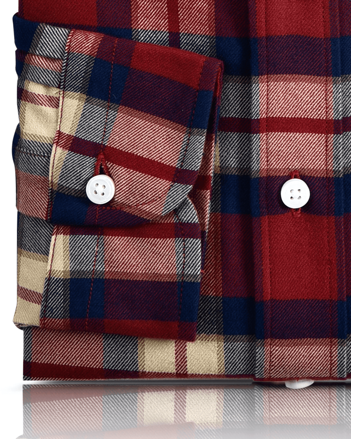 Red Blue Ecru - Tartan - 3