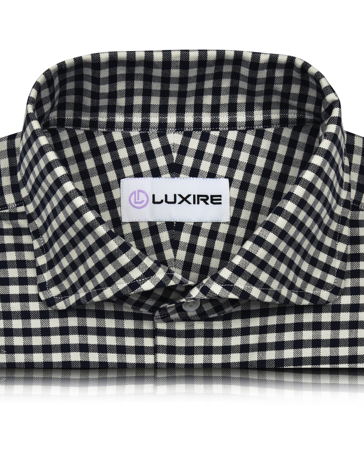 Dark Navy Ecru Gingham Shirt - 2