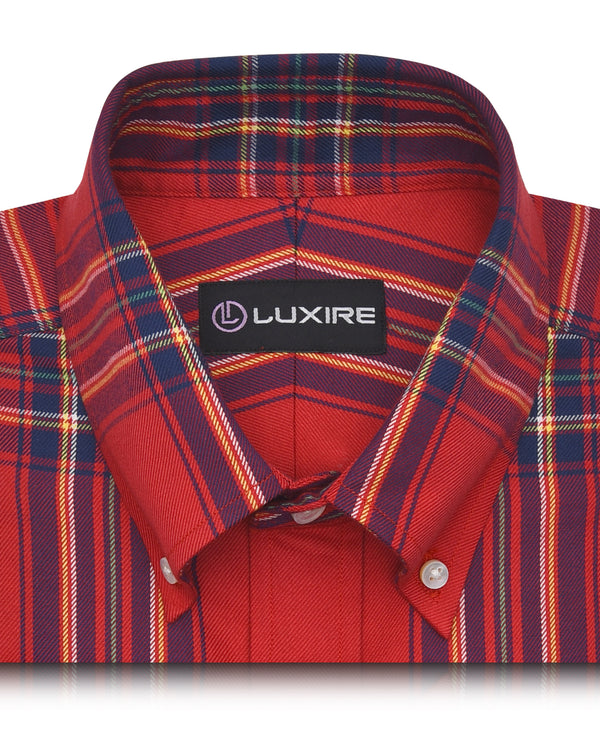 Red Navy Blue Tartan Flannel Shirt